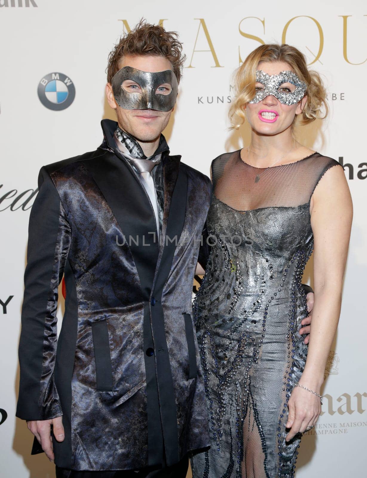 Nina Bott with friend Benjamin Baarz, Bal Masque 2015 at the Museum for Arts and Crafts Hamburg on 21.03.2015