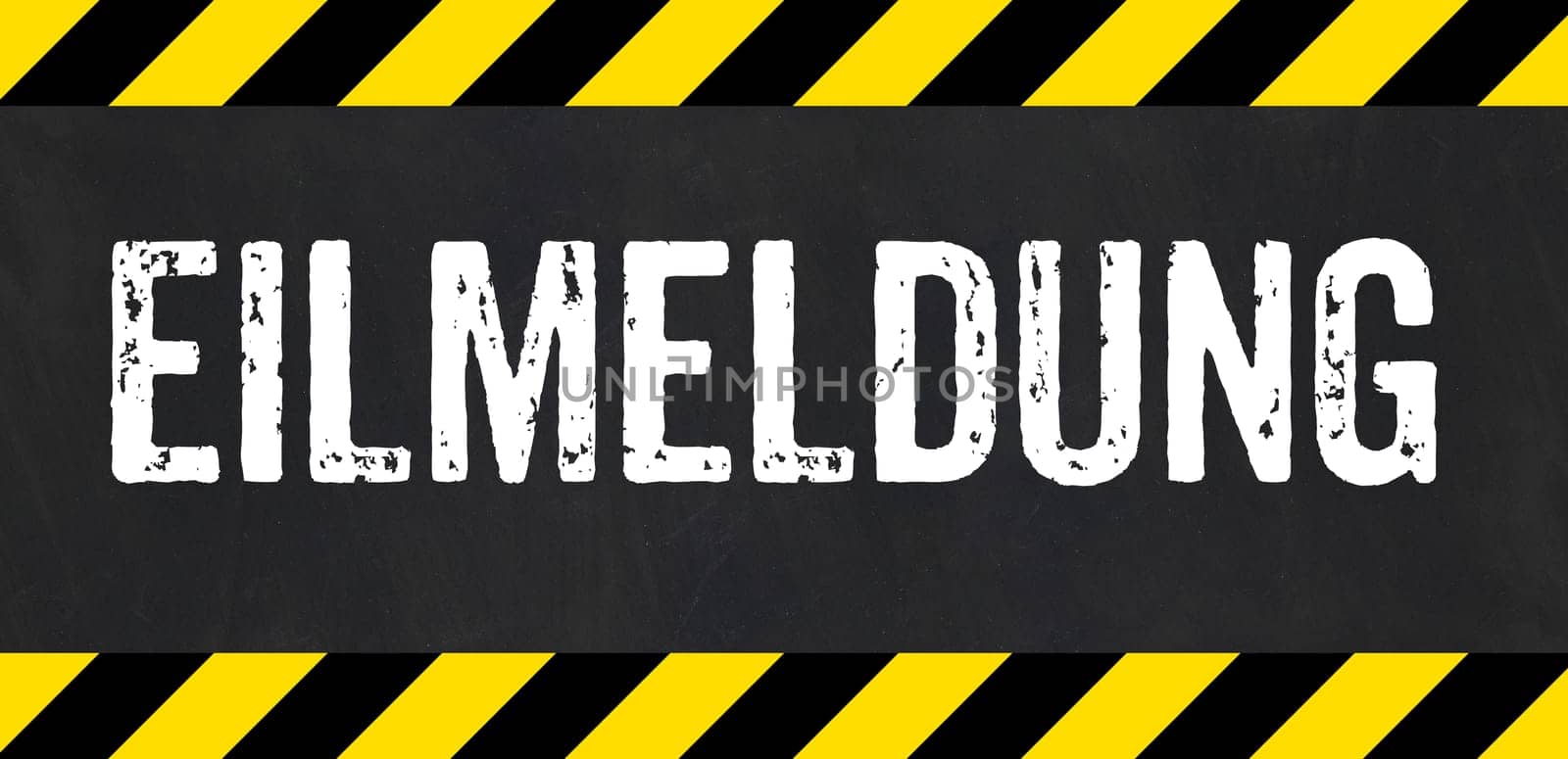 Sign with caution stripes - Breaking news in german - Eilmeldung