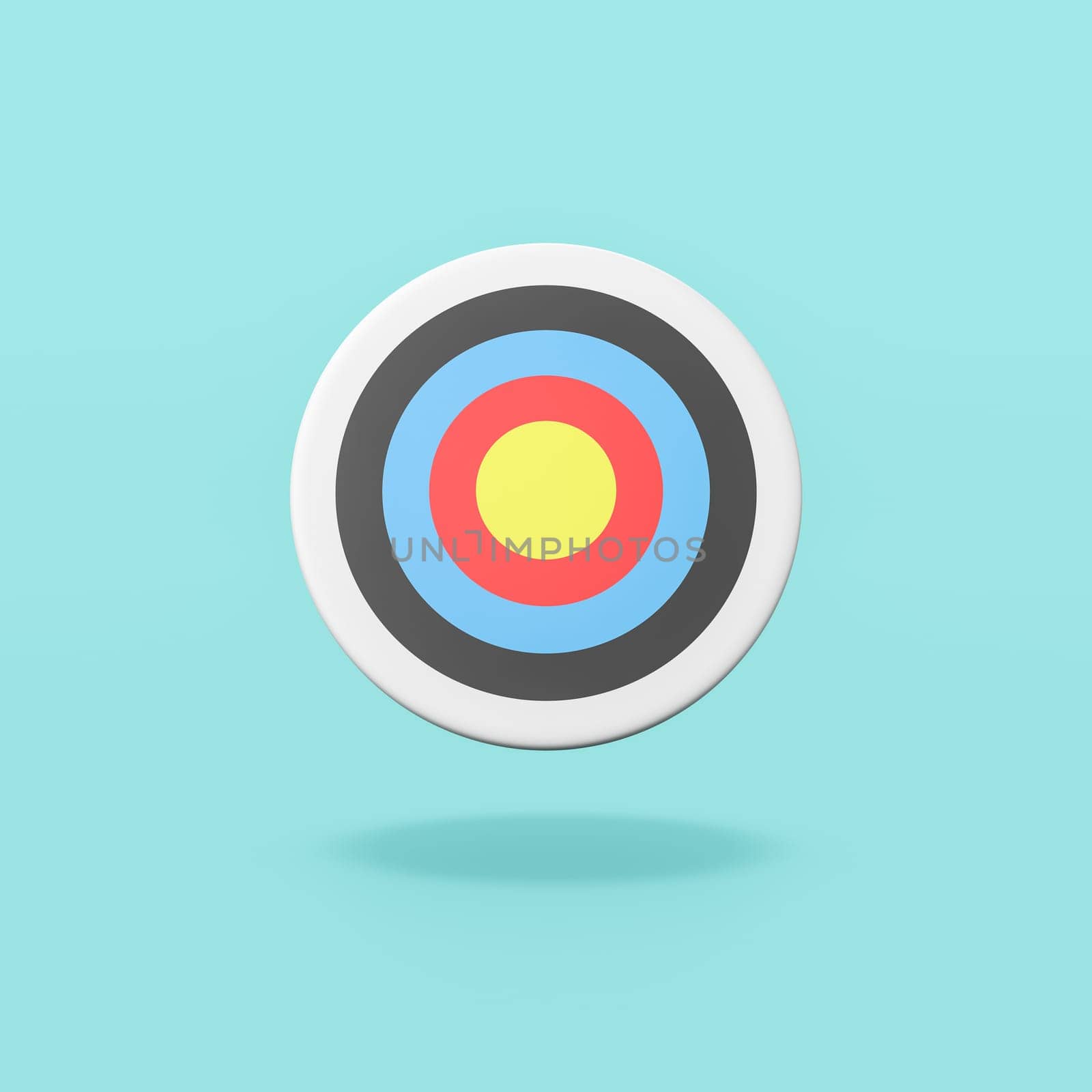 Colorful Arrow Target Isolated on Flat Blue Background with Shadow 3D Illustration