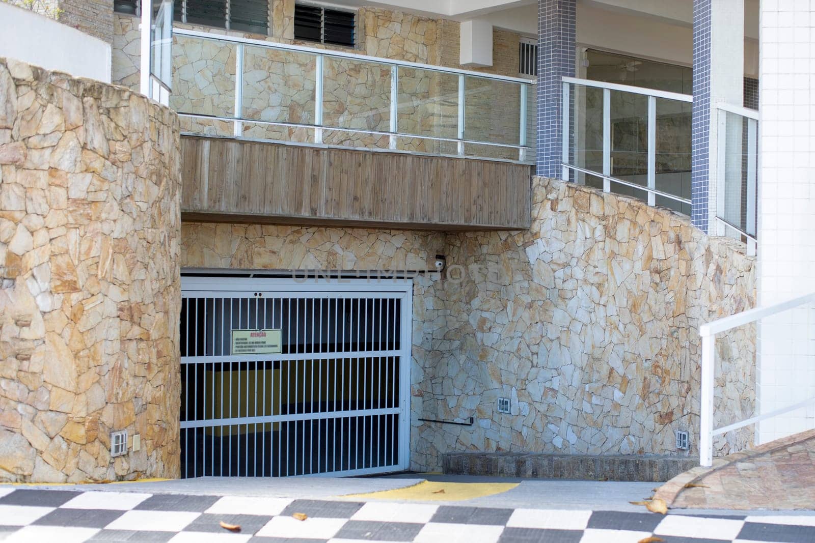 entrance apartment stones wall garage exterior