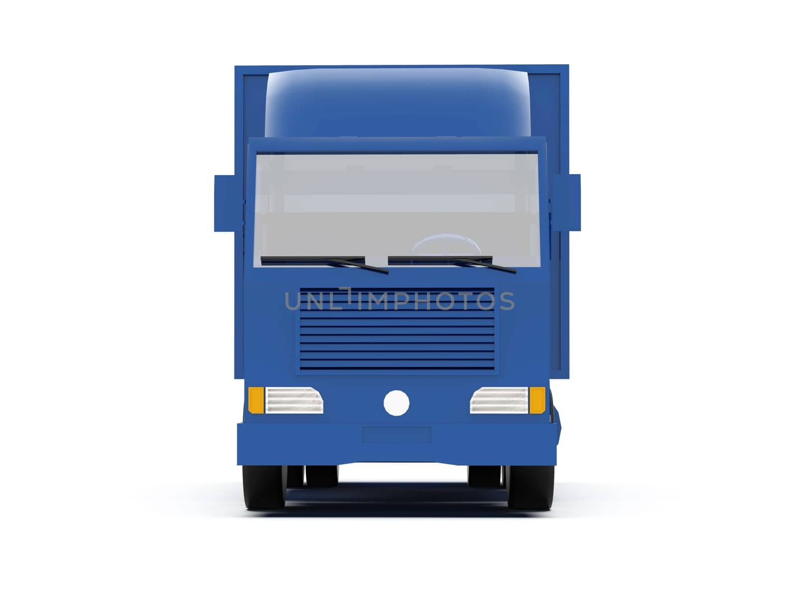 Blue Toy Commercial Delivery Truck on a White Background isolated, Template Element Infographic, Postal Truck, Express, Fast Delivery, Blue Delivery Truck Icon, Transporting Service, Packages Shipment