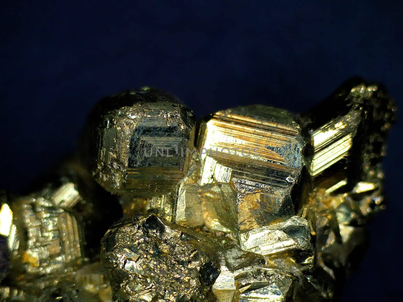 Pyrite, mineral under a microscope