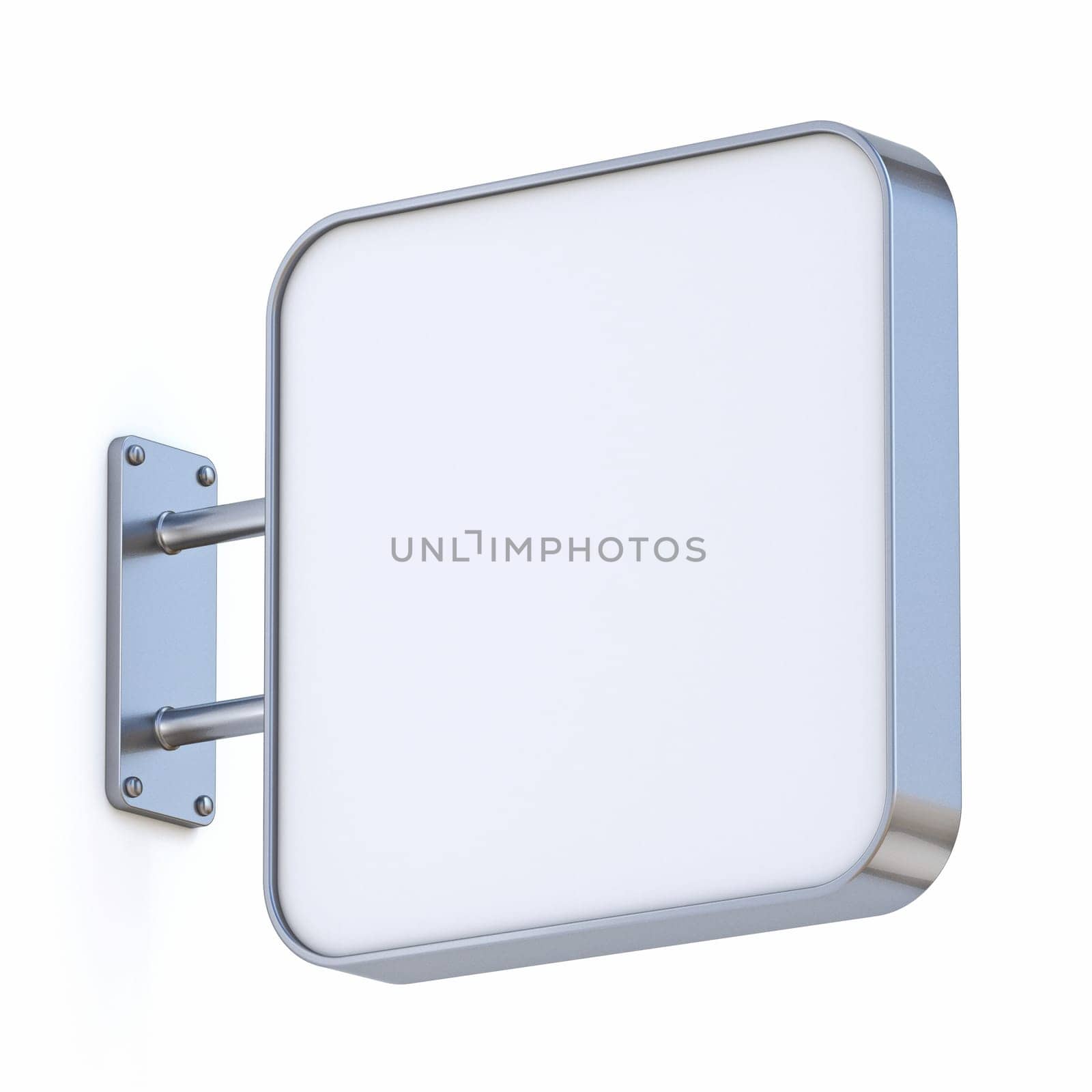 Square signboard 3D render illustration isolated on white background