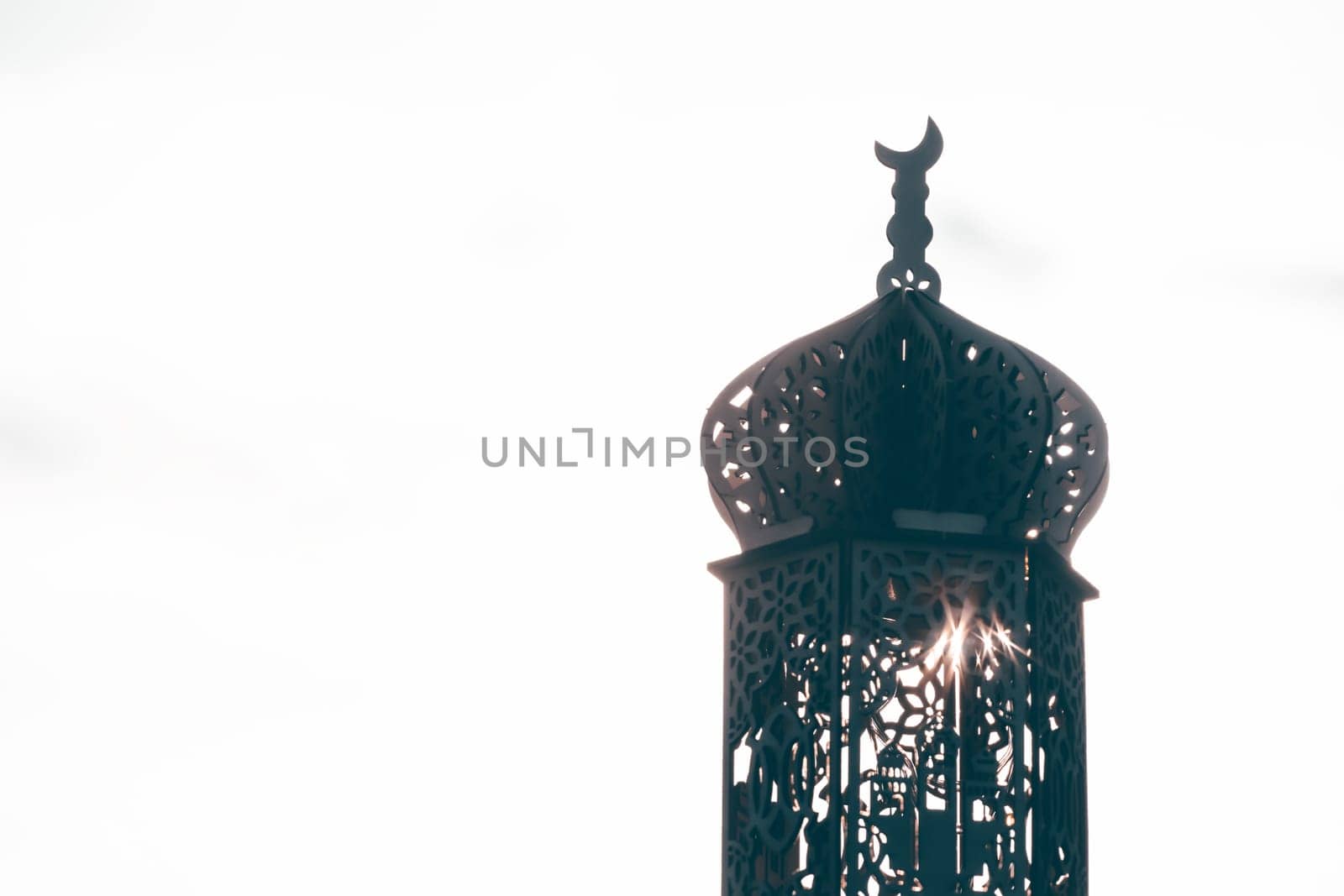 Ramadan Kareem background. Mosque silhouette on white.