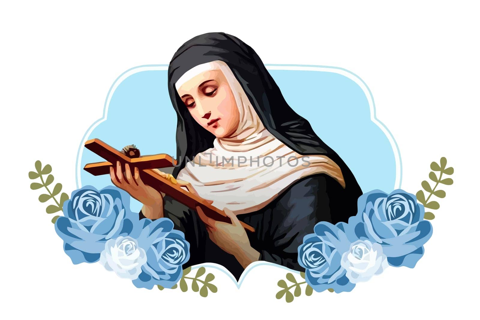 saint  Rita of Cascia is the patron saint of impossible causes catholic church holy spiritual religion illustration