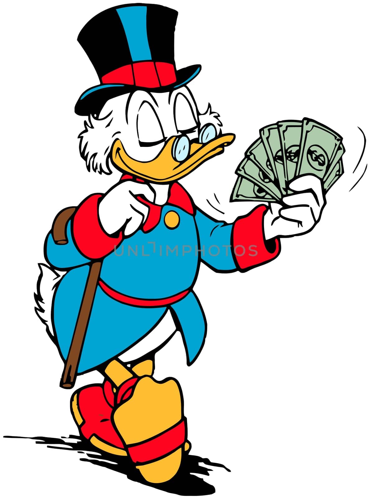 uncle scrooge mcduck richest duck in the world illustration cartoon