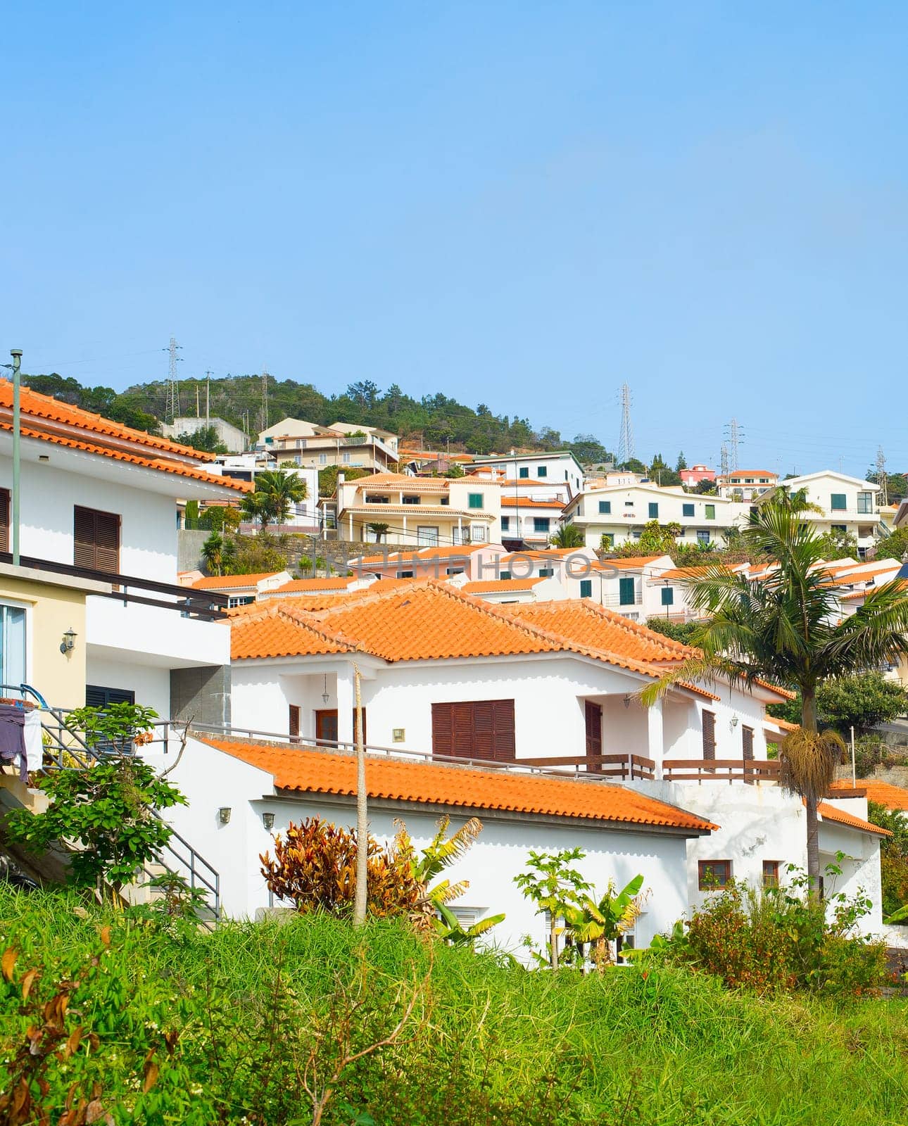 Village typical residential buildings. Madeira island, Portugal