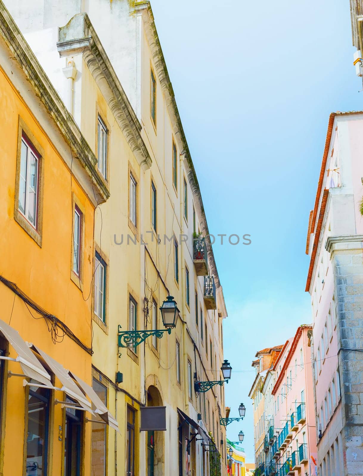 Old town typical street of Lisbon, Portugal