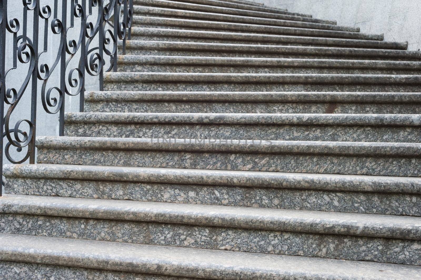 Big marble curve stairs. Kiev-Pechersk Lavra monastery. Kiev, Ukraine