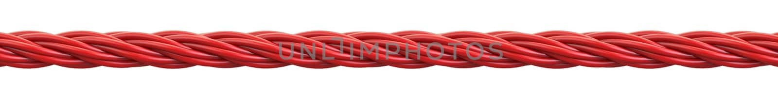 Red rope 3D render illustration isolated on white background