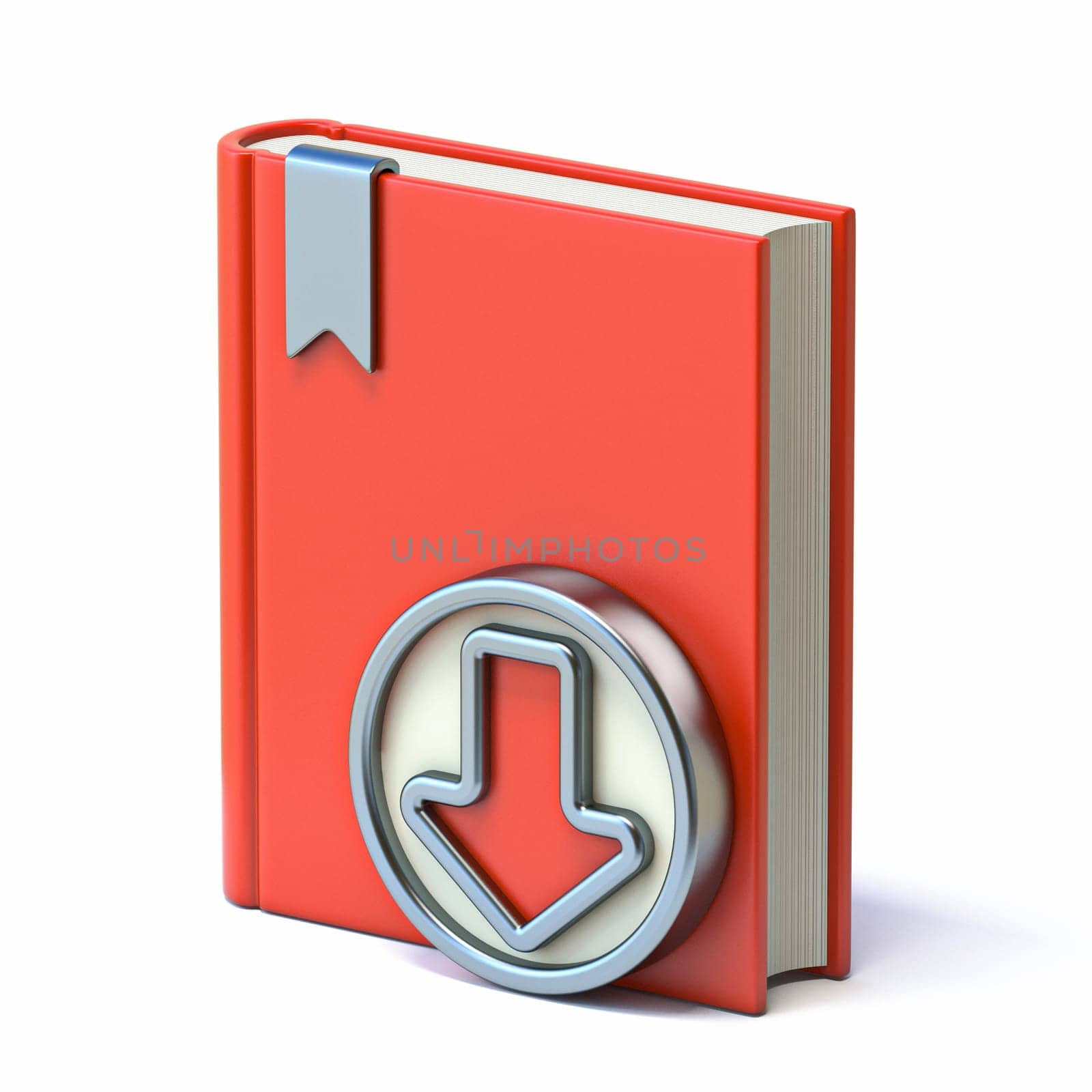 E-Book with circle download button 3D icon render illustration isolated on white background