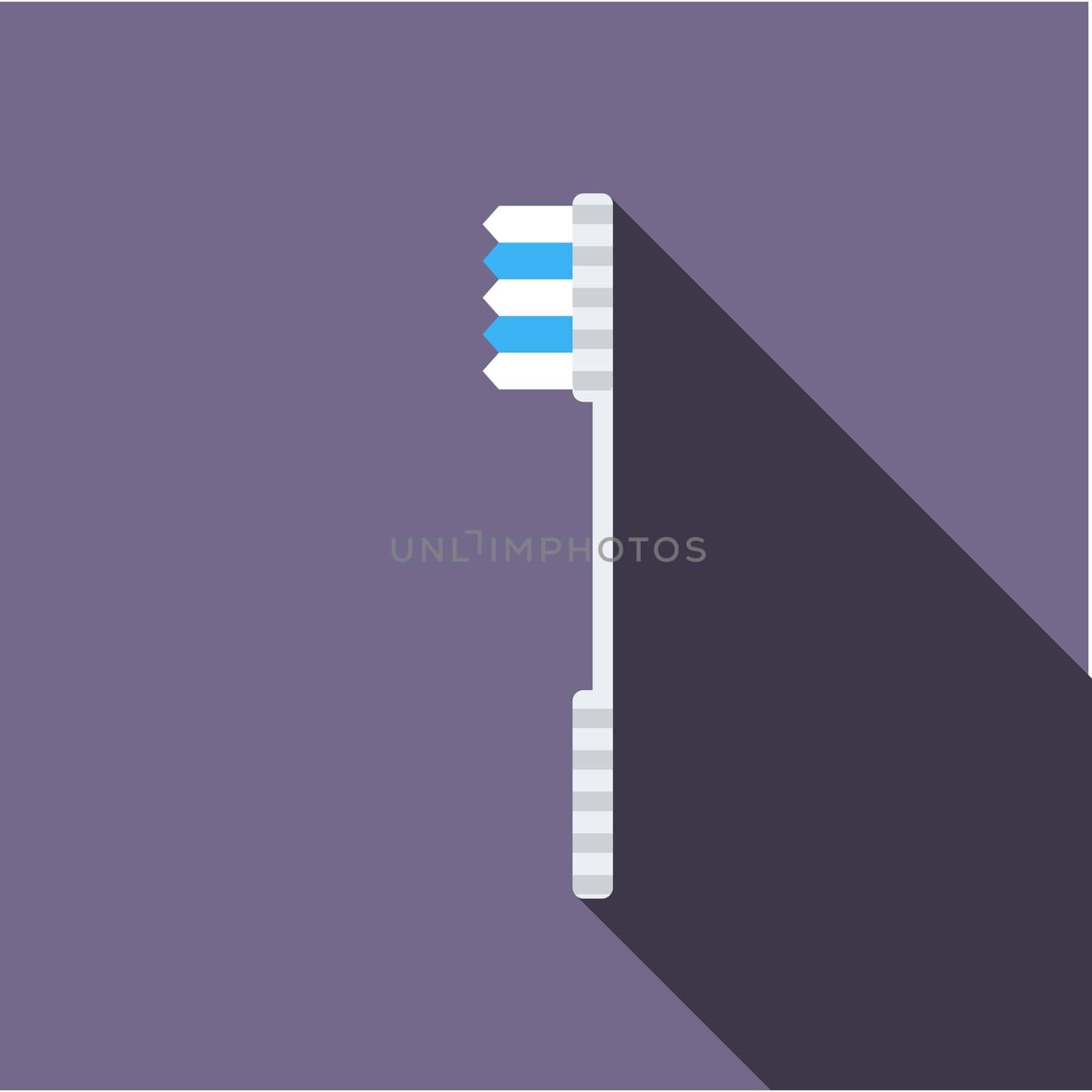 White  toothbrush icon in flat style on a violet background