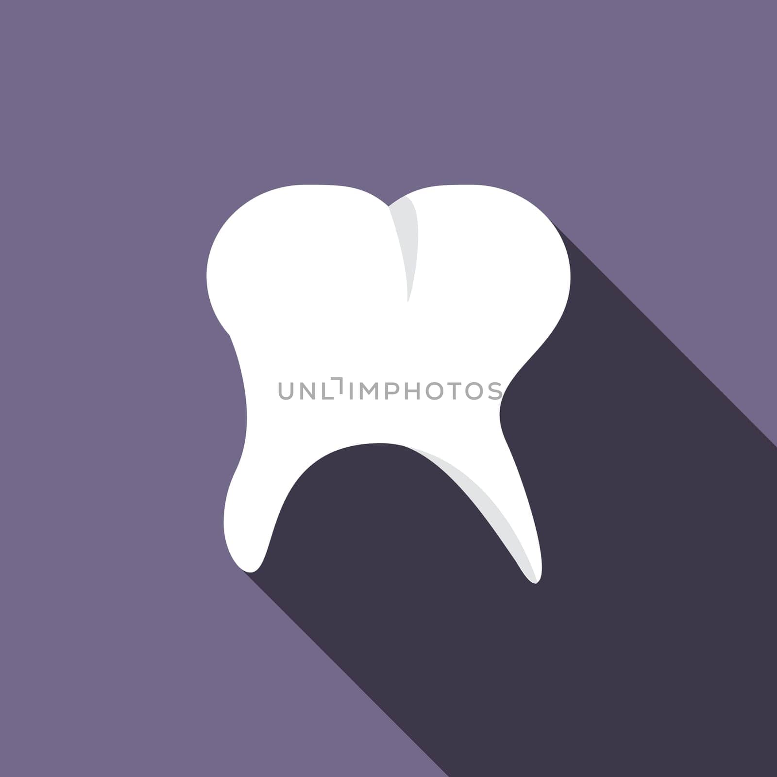 Tooth icon in flat style on a violet background