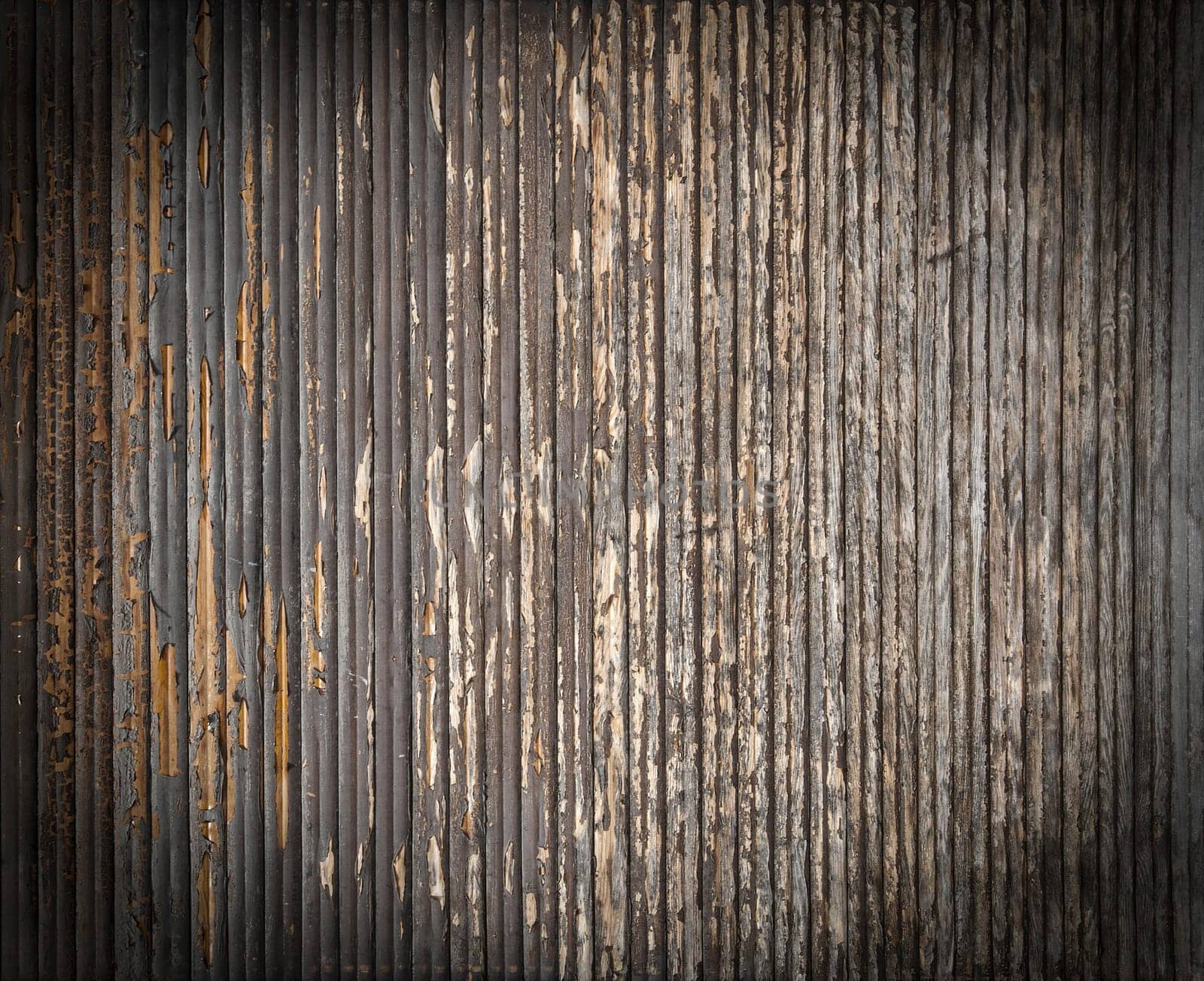 The old texture painted wooden boards. Close up