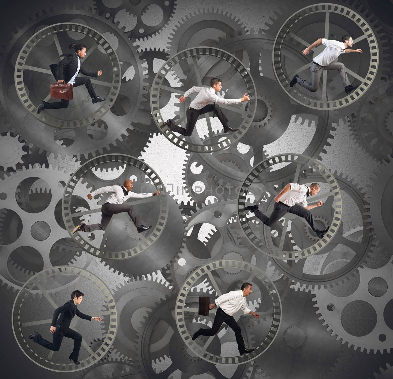 Businesspeople as gear parts of a machine