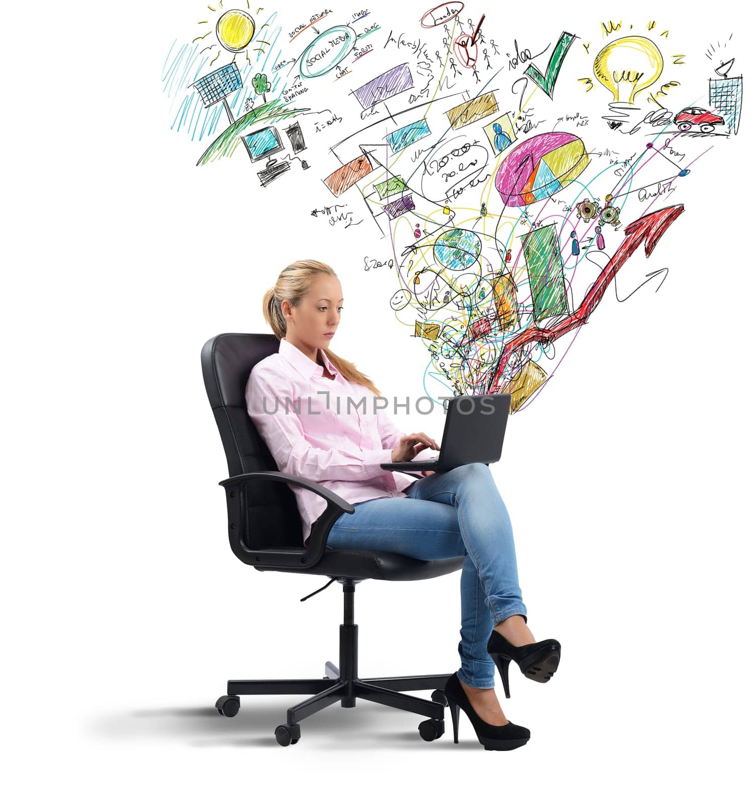 Businesswoman working on her project analyzing profits