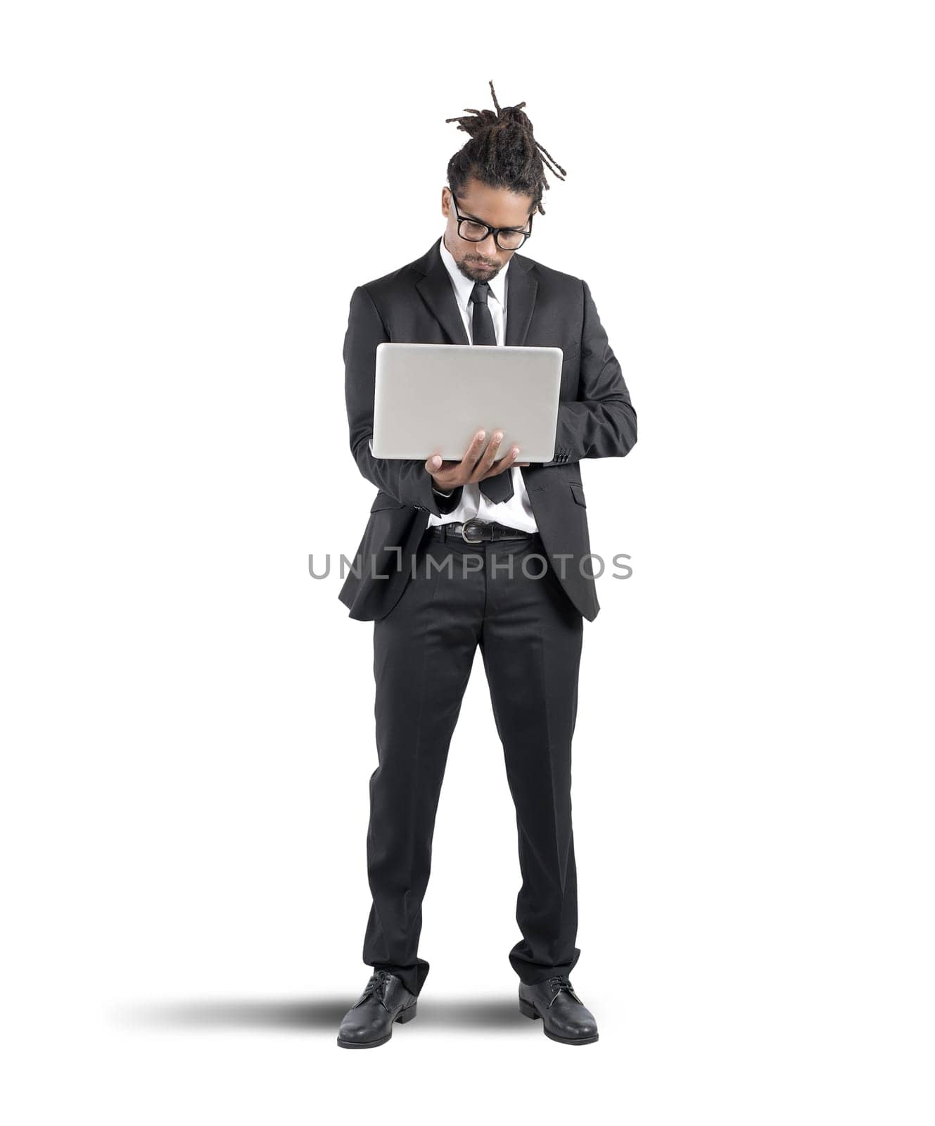 A businessman working with his professional laptop