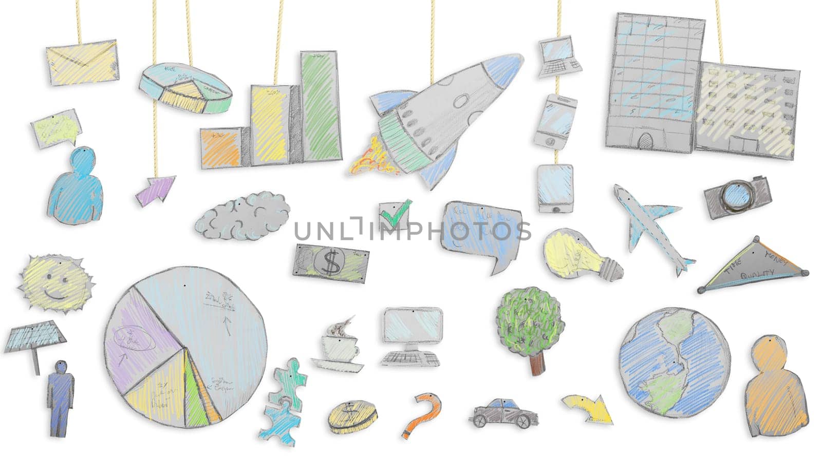 Sketch of a new creative project made with pieces of paper