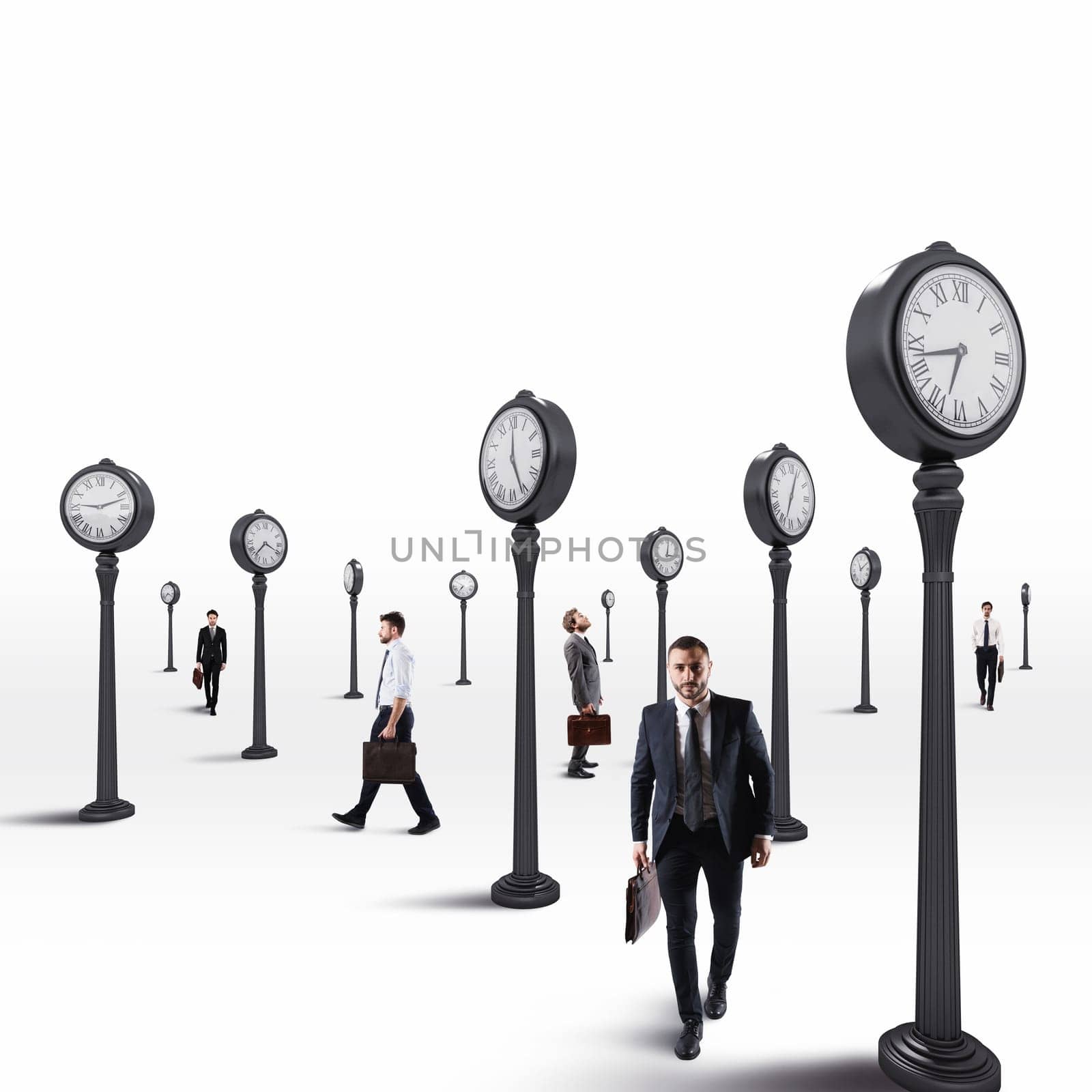 Businessmen who have to extricate themselves among a thousand commitments. 3D Rendering