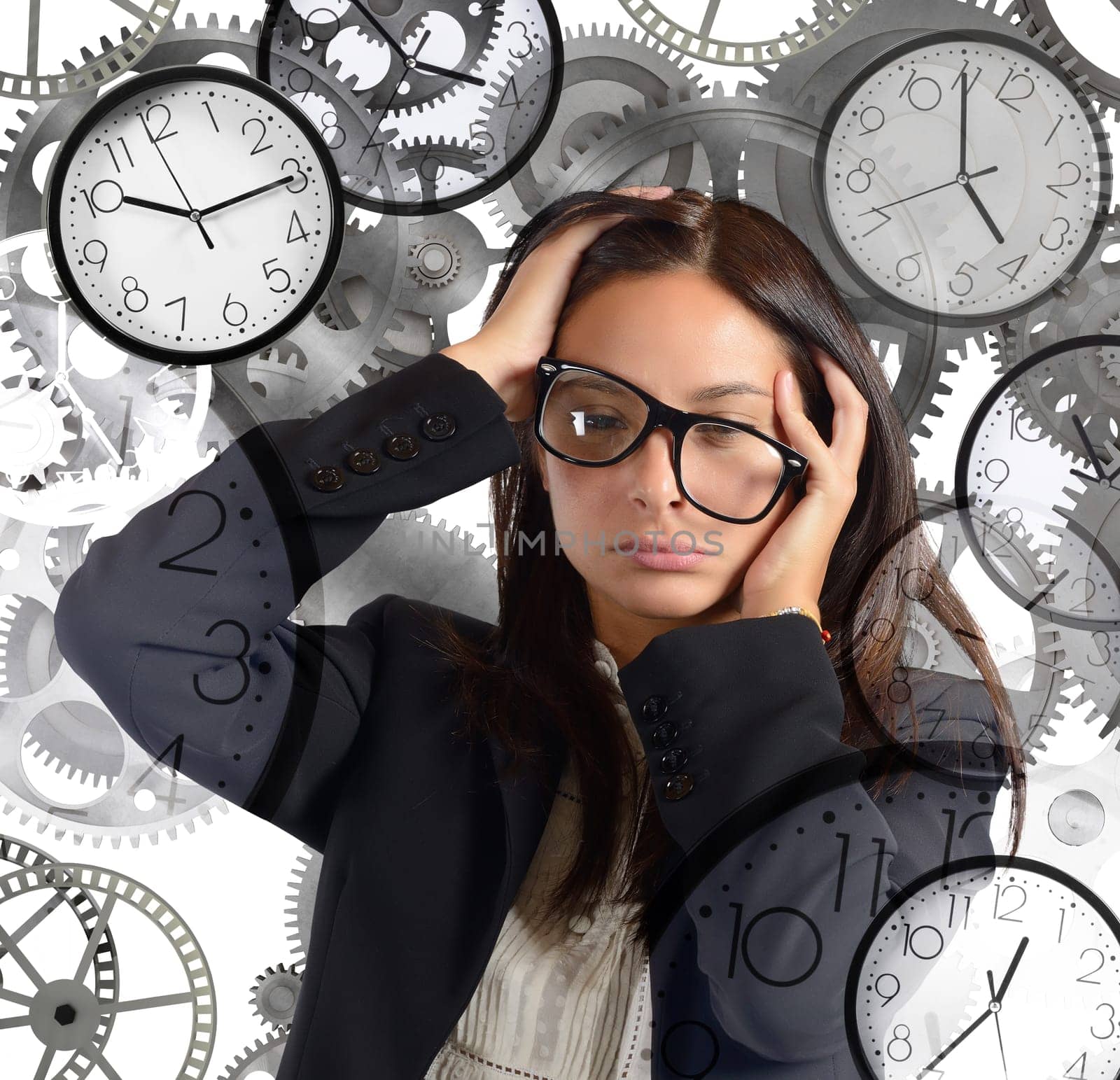 Businesswoman overload appointments and with little time