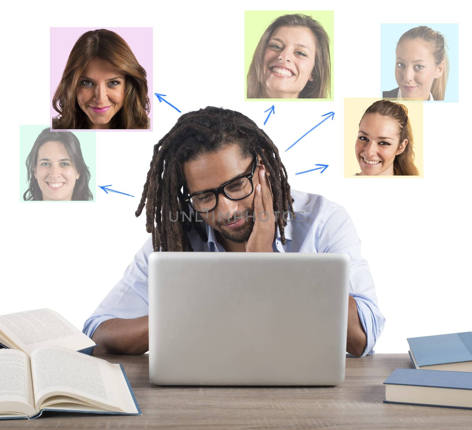 Man chat with girls on social network