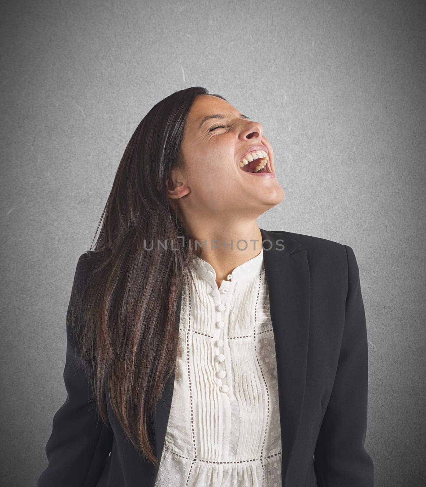 Crazy businesswoman stressed out from work screams