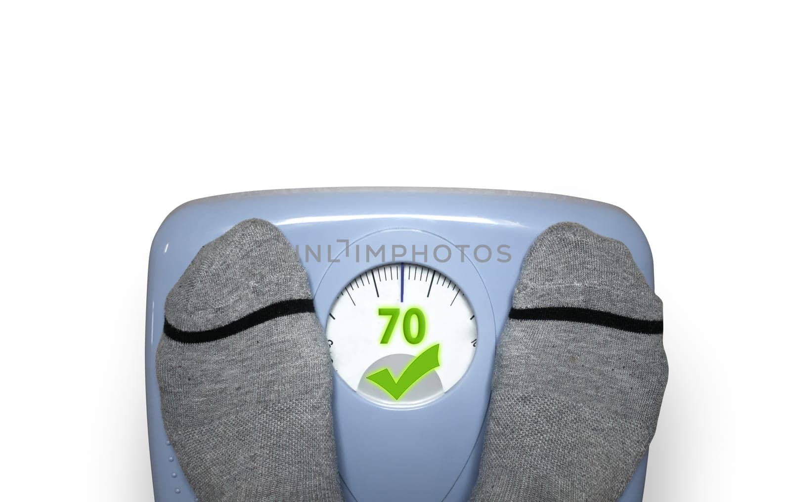Person check his weight with a balance
