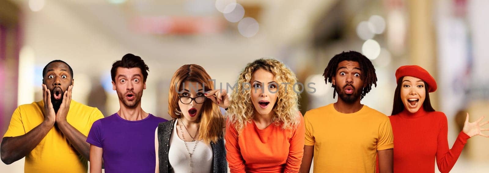 People with wondered, surprised and happy expression are shocked