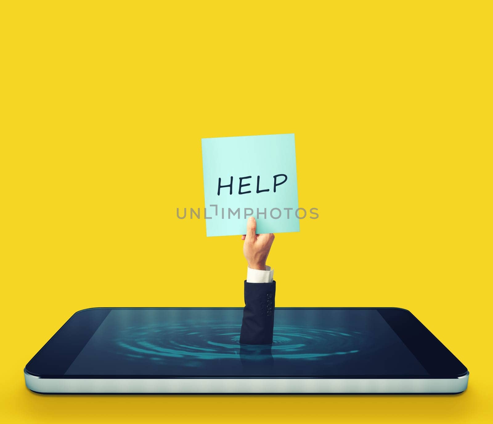 Concept of a person asking for help in using technology