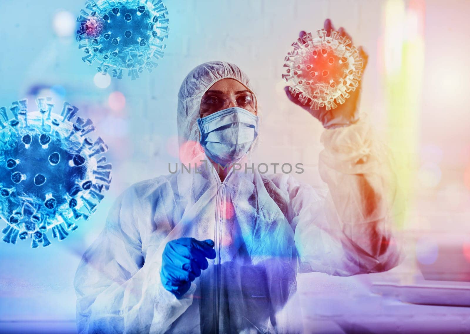 Medical science laboratory. Concept of virus research