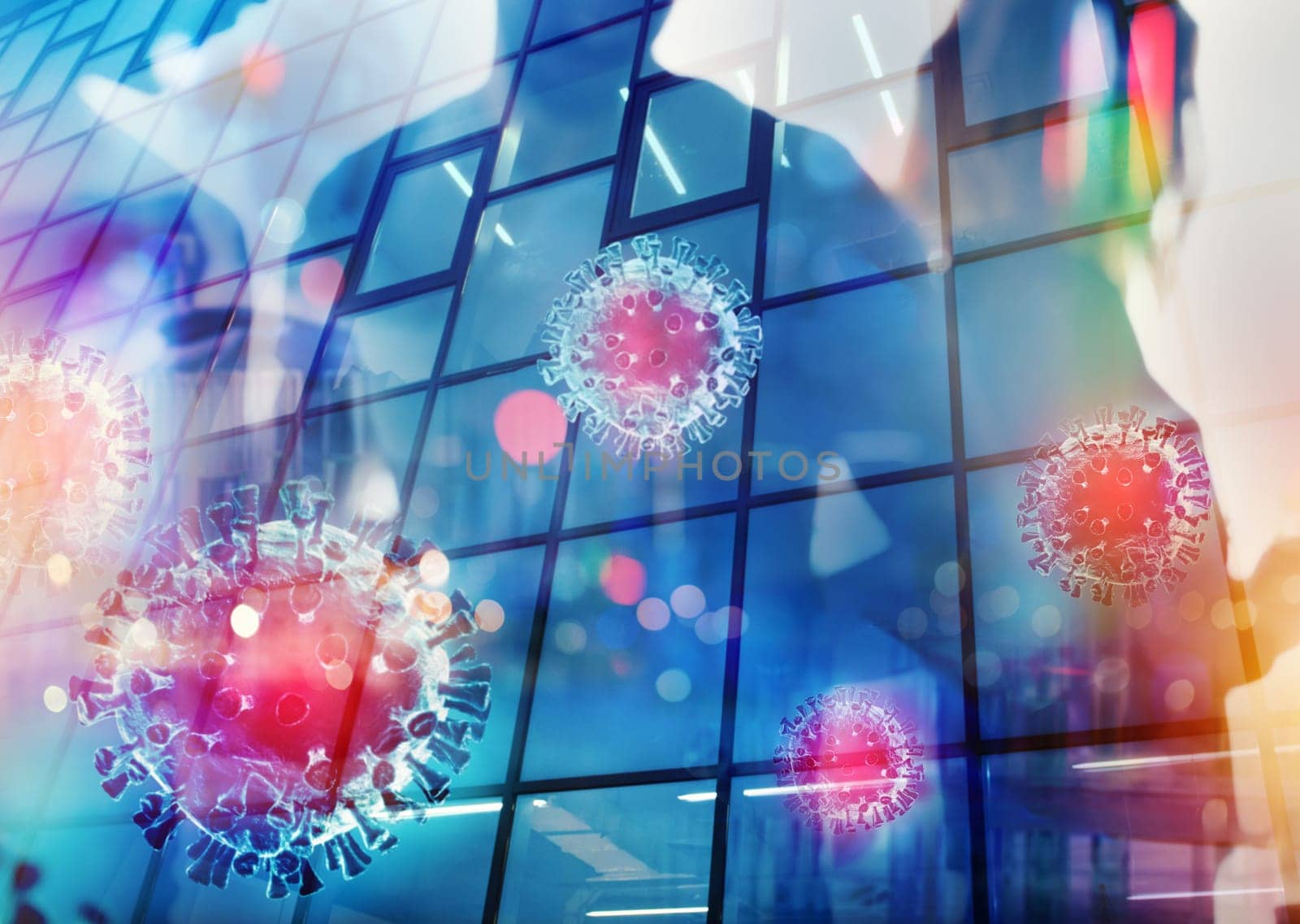 Abstract background of medical research laboratory with covid-19