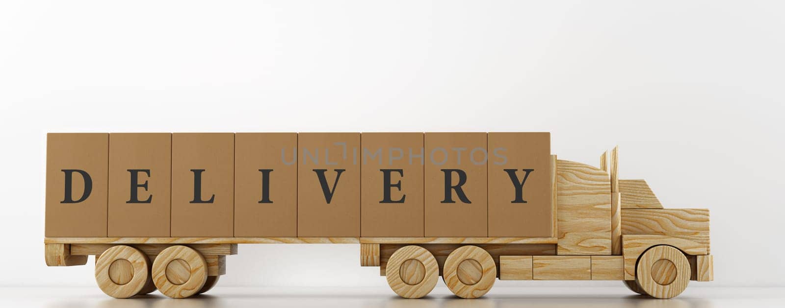 Delivery of large boxes on a white background with a lorry