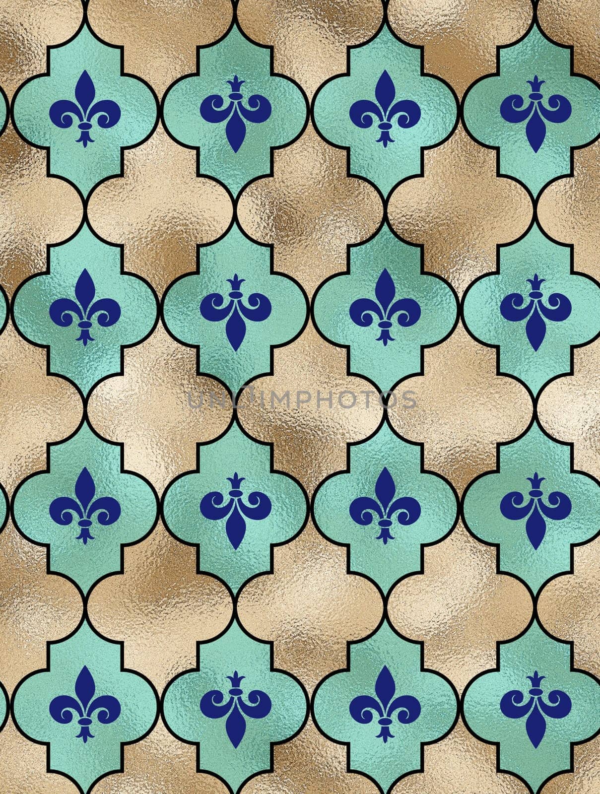 Classical fleur-de-lis French seamless pattern with a repeat motif lily fleur-de-Lis