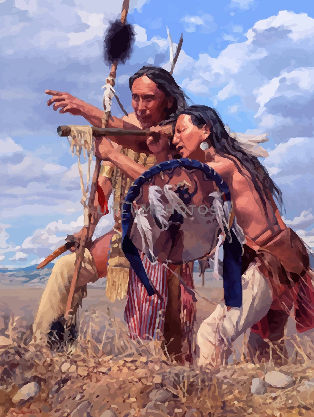 great spirit native americans male  illustration