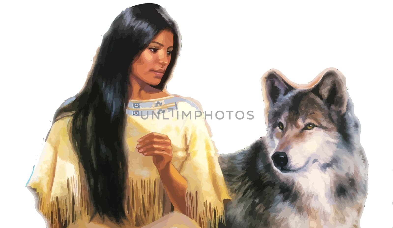 great spirit native americans female wolf illustration
