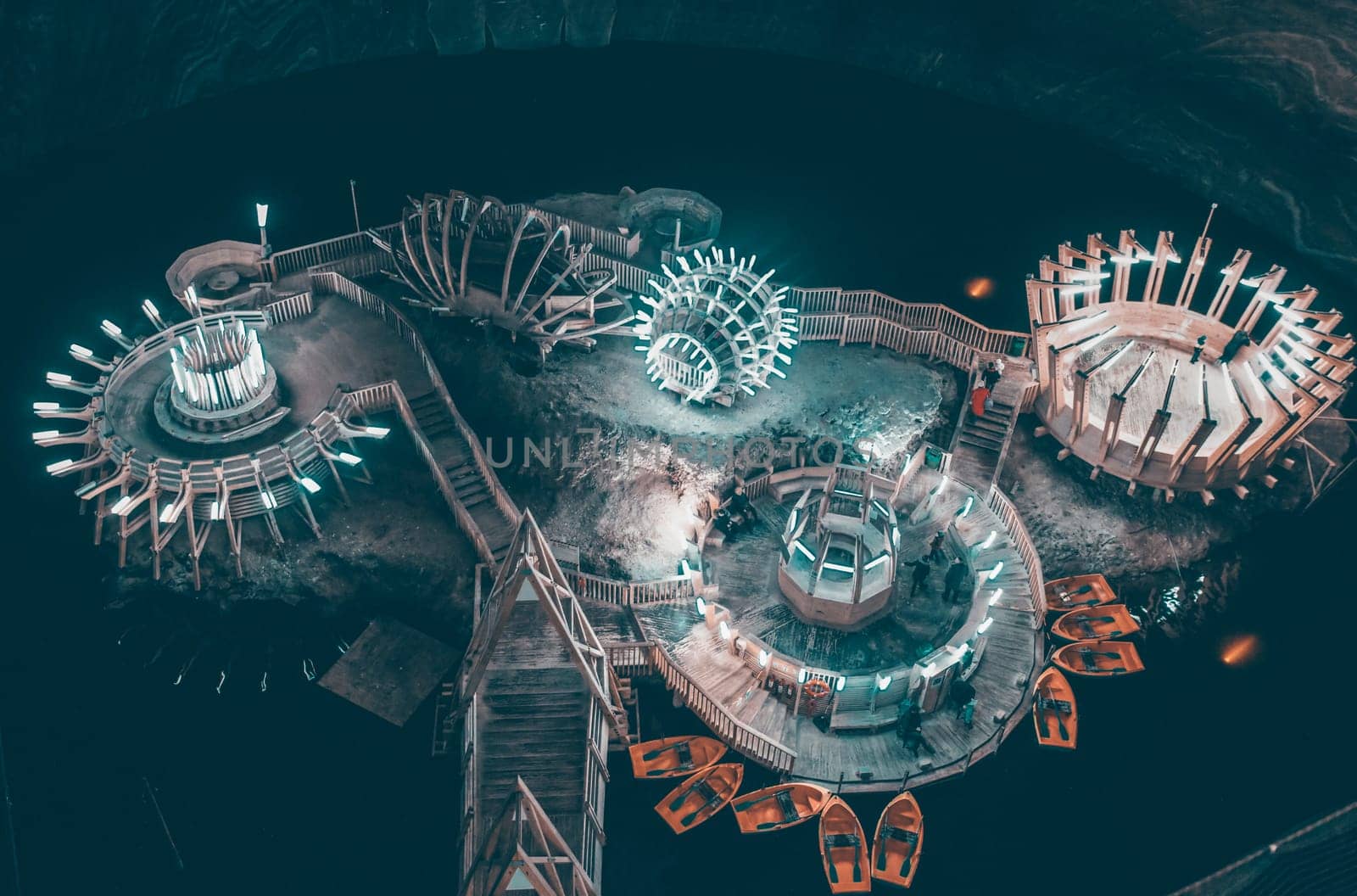 Underground lake in the salt mine, Salina Turda, Romania