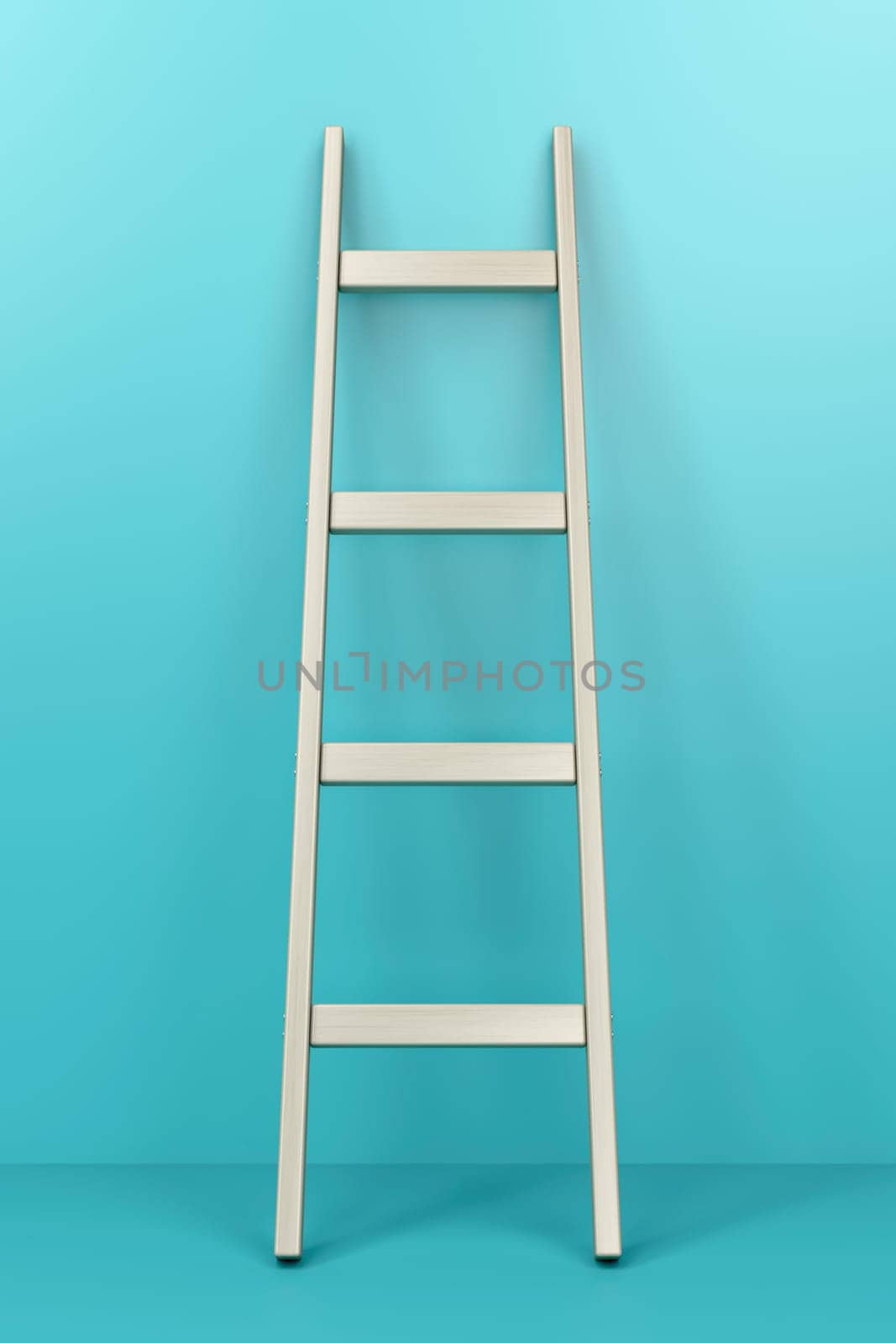 Wooden ladder leaning against the wall