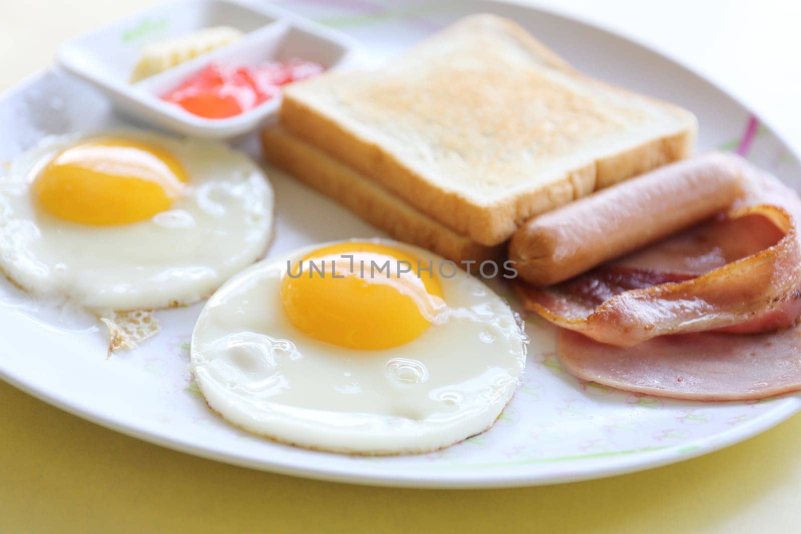 a dish prepared with delicious fried eggs