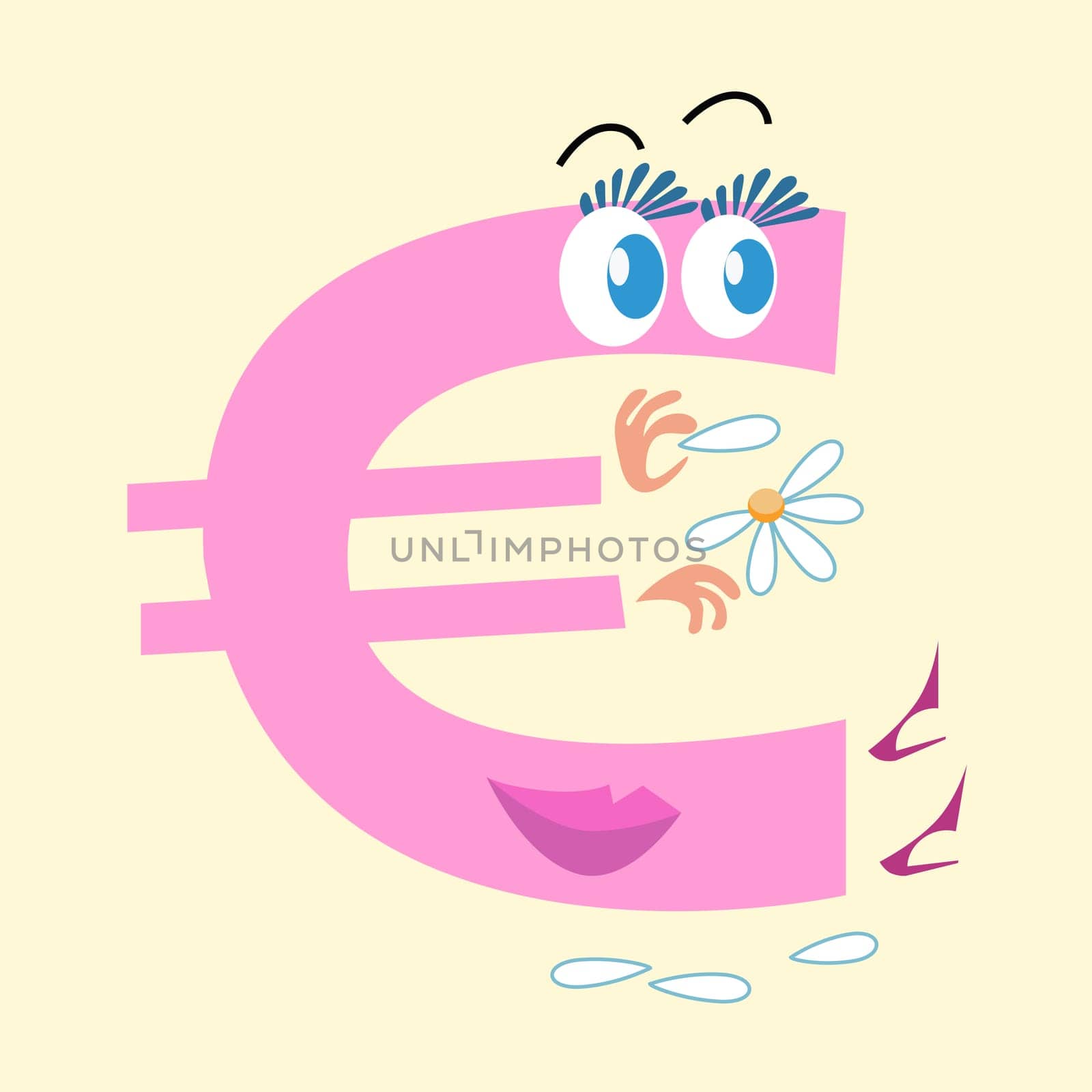 The Euro sign is the national currency of Europe. The character of the Euro sign is wondering on Daisy love him or not. Business and Finance. National currency