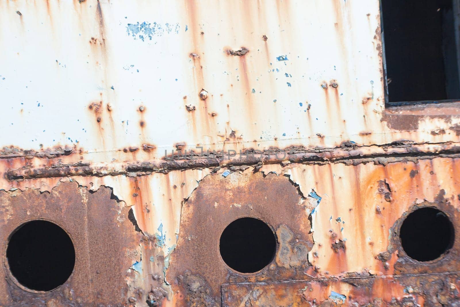 Shipwreck at the pier. harbor of Cagliari - Sardinia.