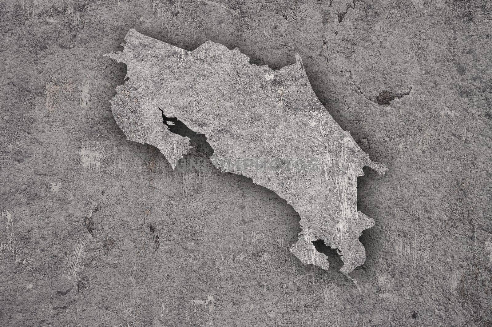 Map of Costa Rica on weathered concrete