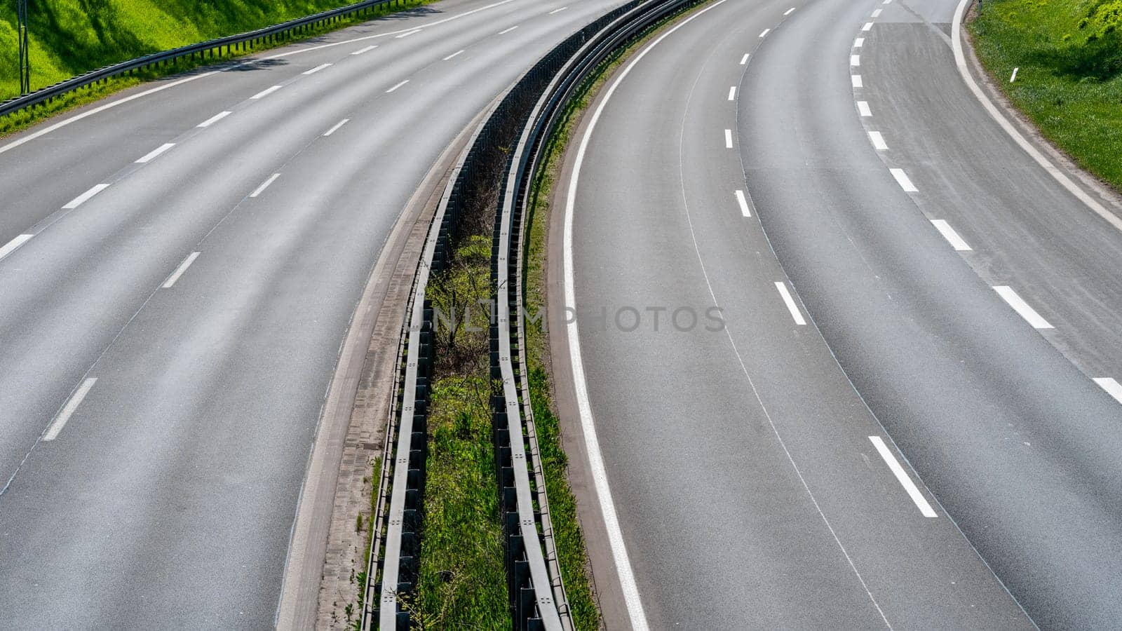 urban city street. empty highway with cityscape