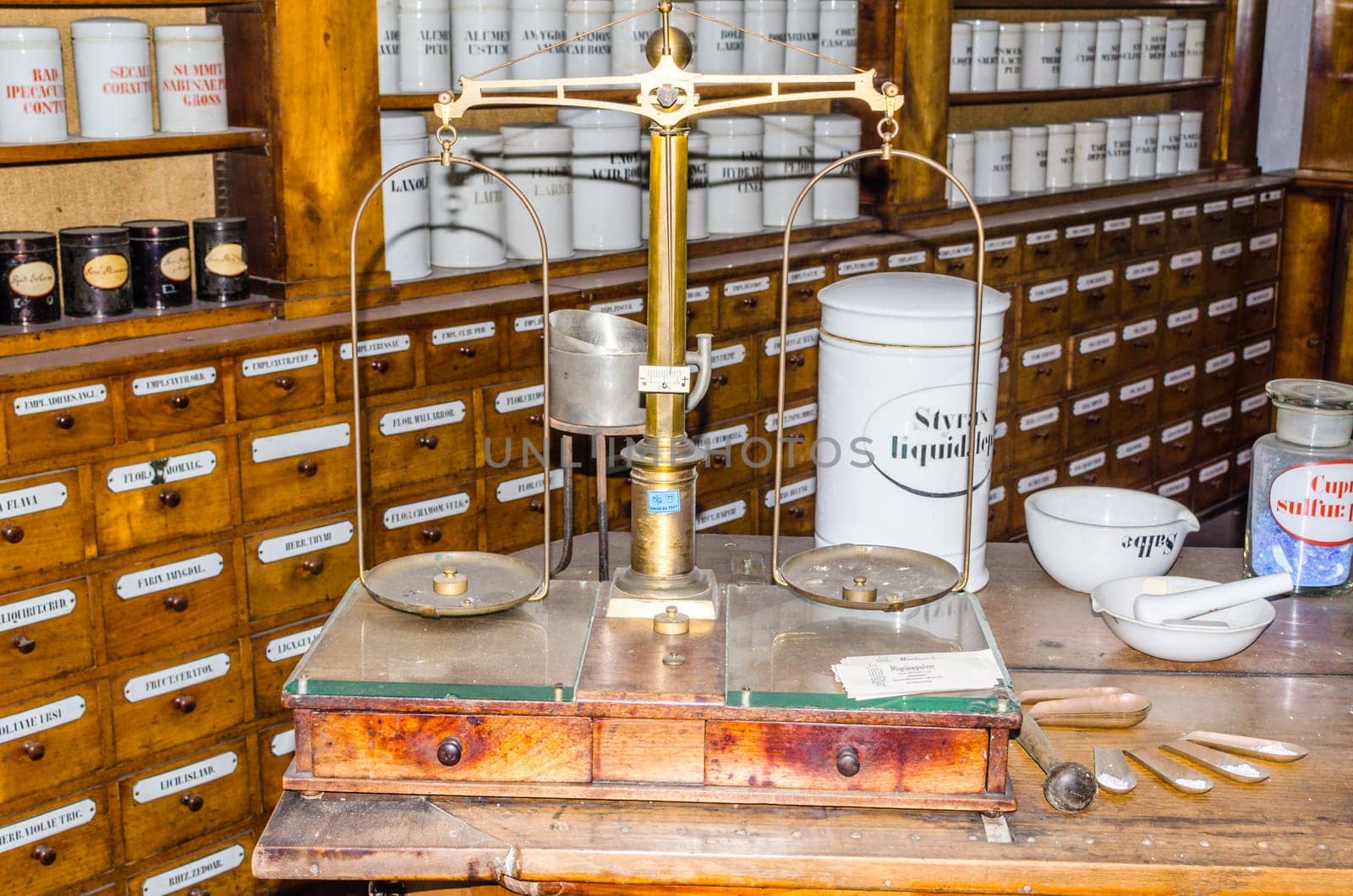 View of an old pharmacy drugstore