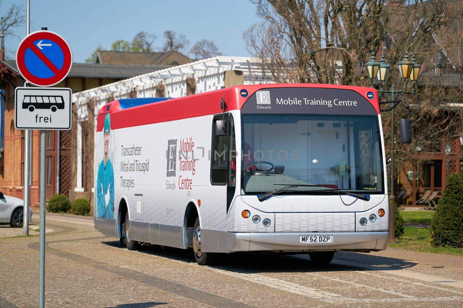 Mobile Training Centre of the American group Edwards Lifesciences at a promotional event in Magdeburg in Germany. Edwards Lifesciences is a leading manufacturer of medical devices for cardiac surgery.