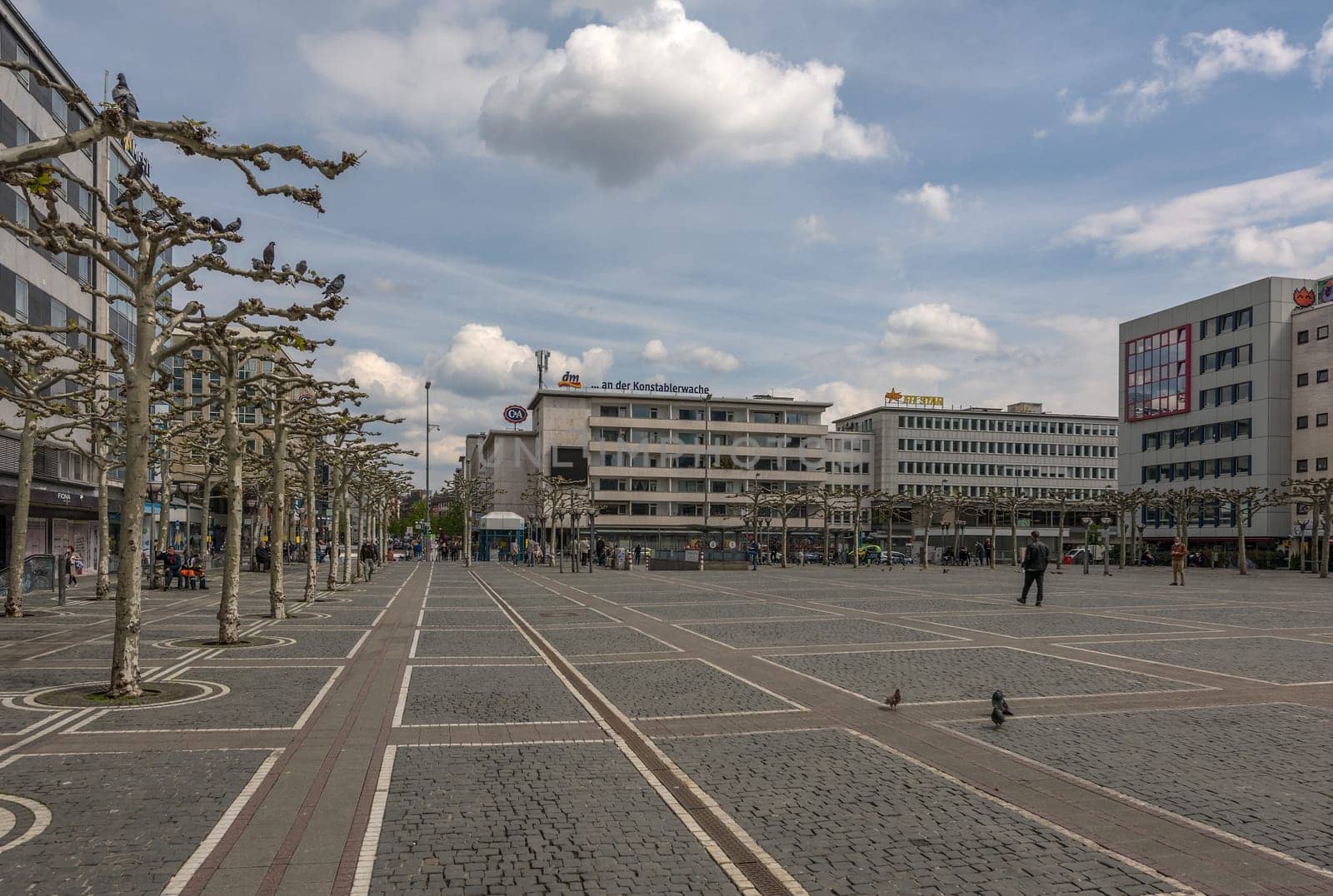 The large Konstablerwache square in downtown Frankfurt, Germany