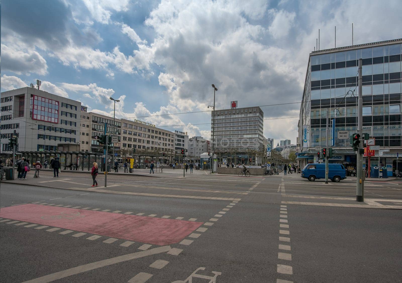 The large Konstablerwache square in downtown Frankfurt, Germany