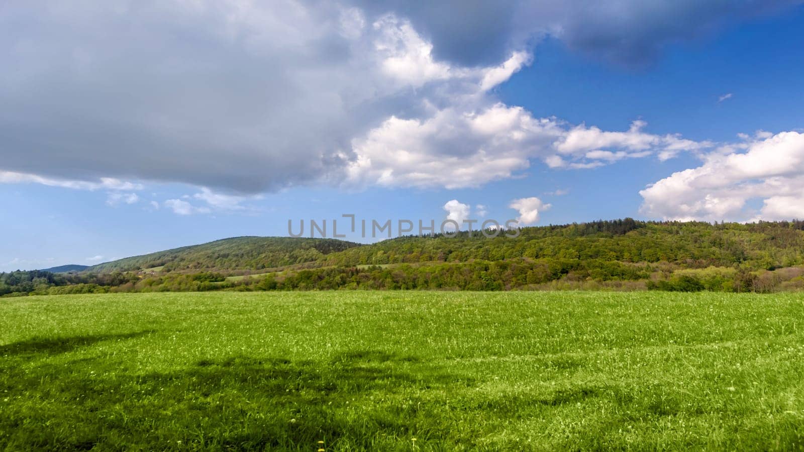 Idyllic rural view of beautiful farmland in the beautiful surroundings of the Iron Mountains, Czech Republic