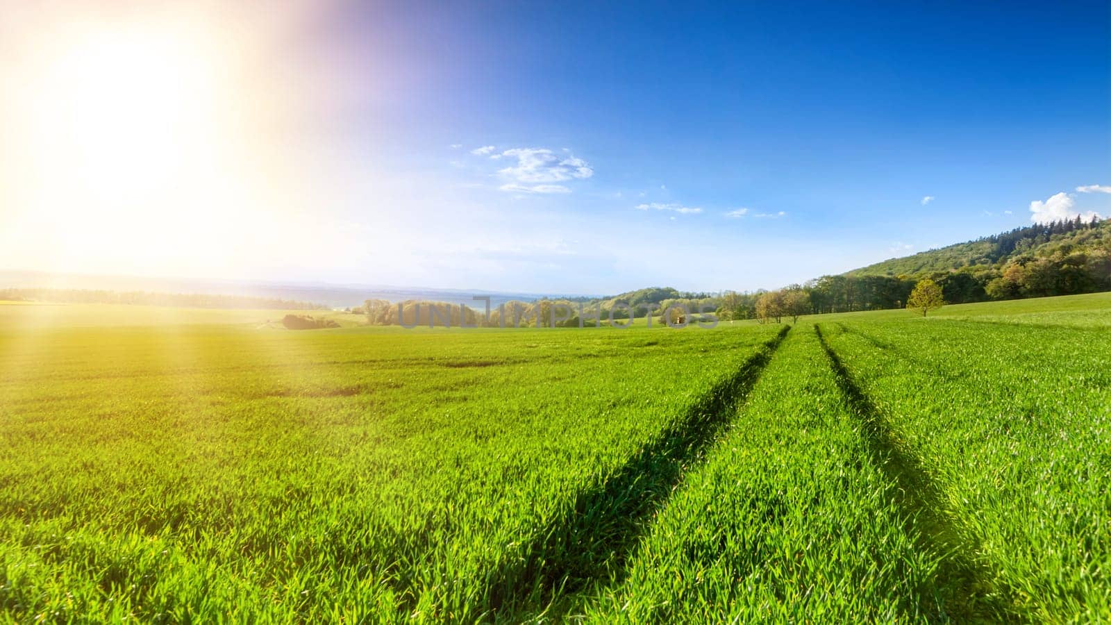Idyllic rural view of beautiful farmland in the beautiful surroundings of the Iron Mountains, Czech Republic
