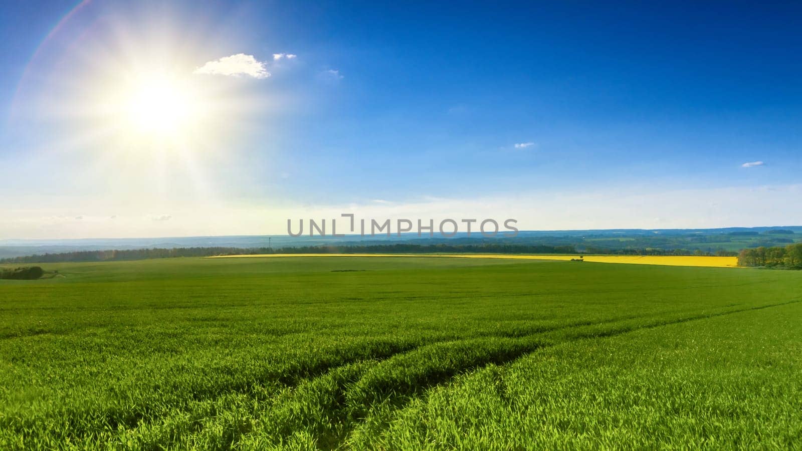 Idyllic rural view of beautiful farmland in the beautiful surroundings of the Iron Mountains, Czech Republic