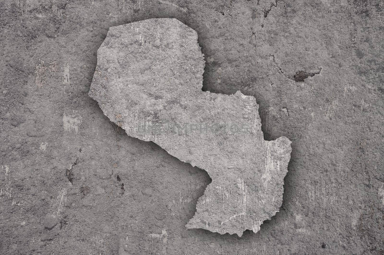 Map of Paraguay on weathered concrete